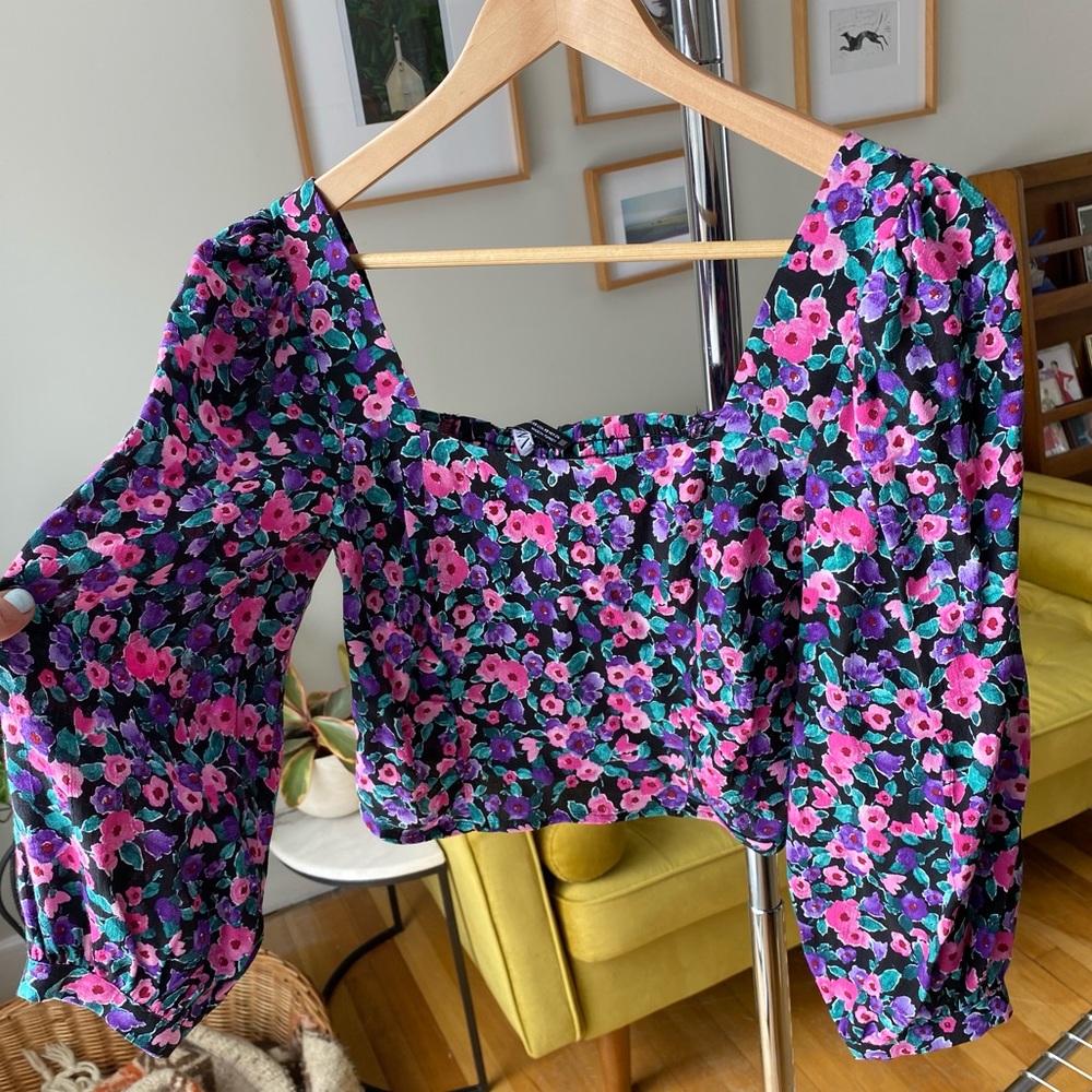 XS crop shirt, long sleeve blouse, Zara